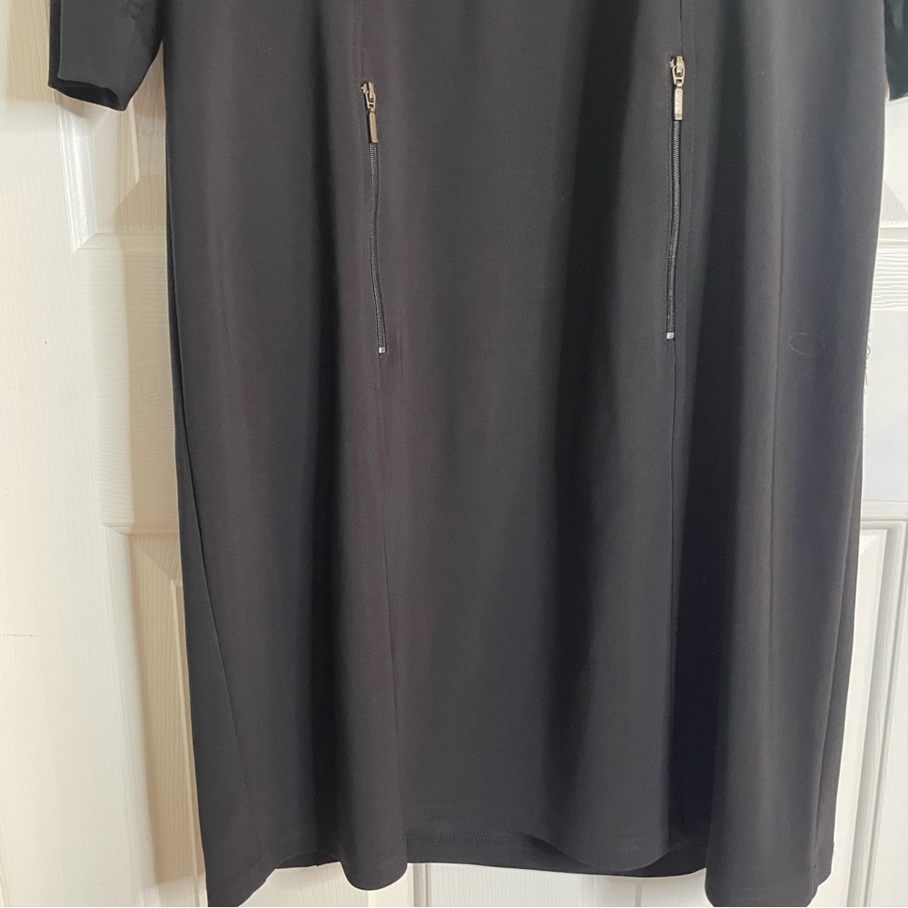 Joseph Ribkoff Black Long Sleeve Dress With Shawl Collar & Side Zipper Size 14 - Picture 3 of 9